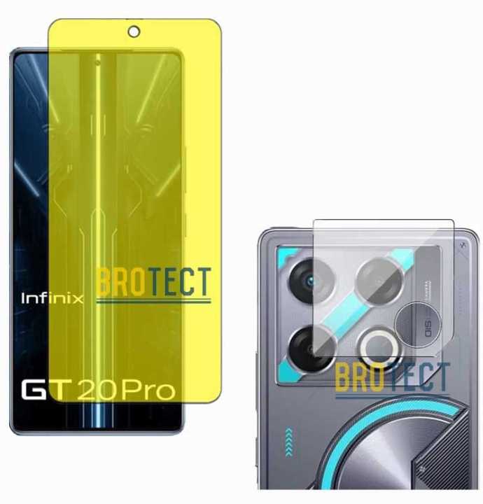 Pack of 2 infinix GT 20 Pro Front Jelly Screen Protector + Back Camera Lens Film Hydrogel SOFT SHEET Vinyl Lamination Wrap Paper For infinix GT20 Pro - Transparent