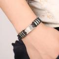 Fashion Titanium Steel Wristband Silicone Bracelet Cool Bangle Men Jewelry Gift. 