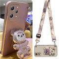 Quicksand Bear Holder Lanyard Phone Case For Xiaomi Redmi 12 Note 12s 12 Pro Plus 4G 5G 12C Strap Stand Cover. 