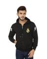 Black Real Madrid Ronaldo 7 Number Fleece Printed Hoodie for Men. 