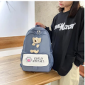 Korean Style College Bag with a cute small Teddy in front. 