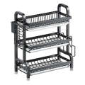 Multi-Tiered Dish Organizer by Matrix Compact 2-3 Tier Dish Rack, Utensil and Plate Holder, Adjustable and Durable Kitchen Storage Solution. 
