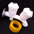 Water Tap Double BIBcock For Toilet Shower with Brass bush and Spindle High Quality. 