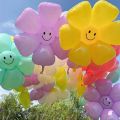 MULTICOLORS SMILEY FLOWERS FOIL BALLOONS PACK OF 5 FOIL BALLOONS. 