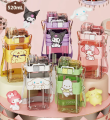 520ml Double Straw High Quality Water Bottle for School Kids Sanrioed Melody Plastic Bottle Double Drink Cup Students Cartoon Water Bottle Large Capacity. 
