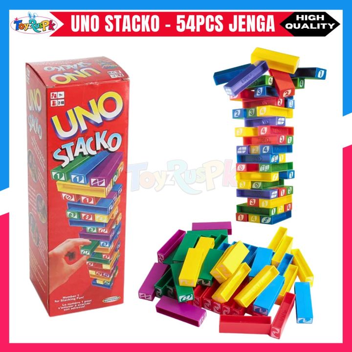 UNO Stacko Jenga Game by ToyzRusPk – 45 Colorful Stacking Blocks with ...