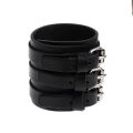 Spiked Studded Bracelet Black Leather Rivets Punk Bracelet Cuff Wrap Bangle Snap Button Metal Wristband for Men Women. 