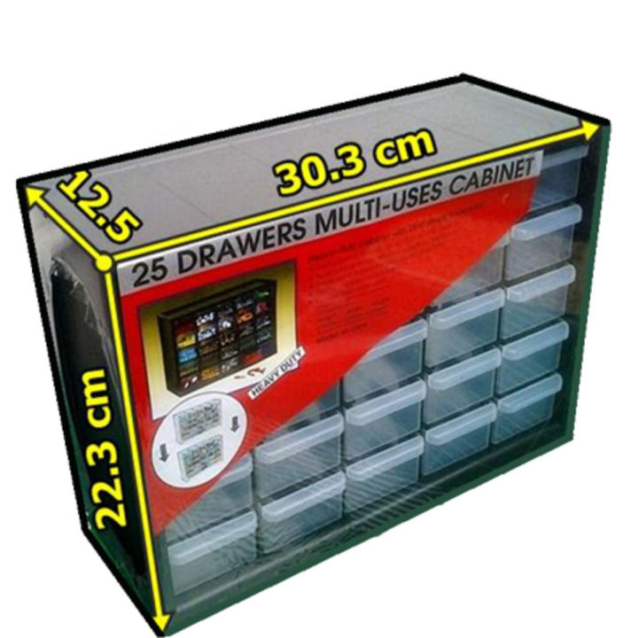 Cabinet 25 Plastic  drawer box Electronics Accessories Parts Storage Cabinets Small Parts Organizer Jewelry Box