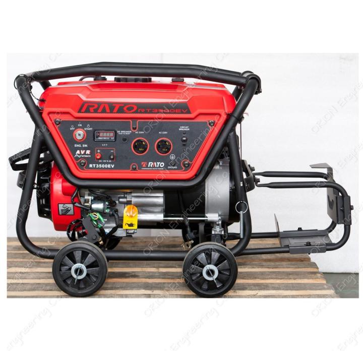 RATO 2.8 kW (3 kVA) Self Start Petrol n Gas Generator - RT3500EV with Battery Frame & Wheels Kit