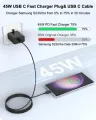 💯 Original Samsung 45W PD UK Pin PPS Super Fast GaN Charger UK Plug for GALAXY S25  S24 S23 S22 S21 Note20 Ultra A54 A73 +1M PD Type C To Type C Cable. 
