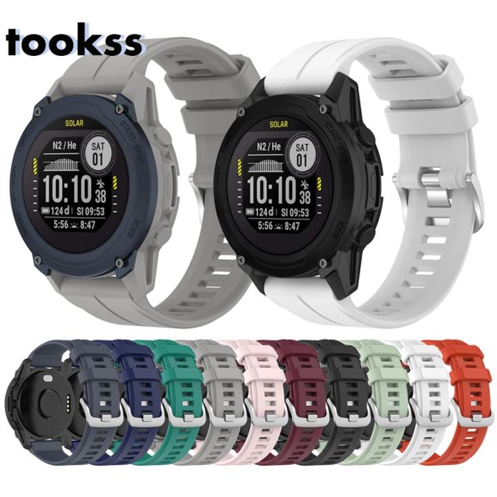 Tookss Silicone Watch Band Compatible For Garmin Descent G1 Smart Watch Strap Stainless Steel Buckle Sports Waterproof Wristband