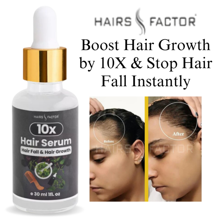 HairsFactor 10X Hair Growth Serum | Anti Hair Fall | Hair Regrowth & Thickening Oil | Strong, Shiny & Healthy Hair Formula
