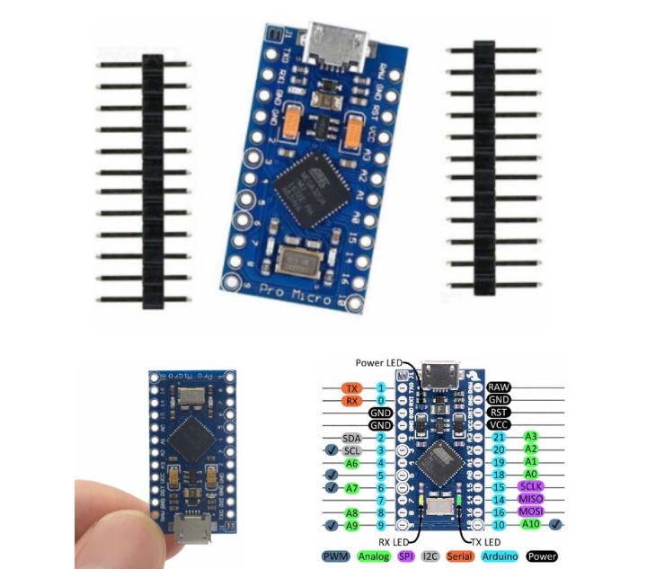 Arduino Pro Micro 5V 16Mhz ATmega32U4 Inbuilt USB Serial Programmer