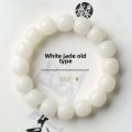 Authentic White Jade Bodhi Tree Root Hand String for Men and Women Original Design Polished Surface Not Tessellated with Round Beads. 
