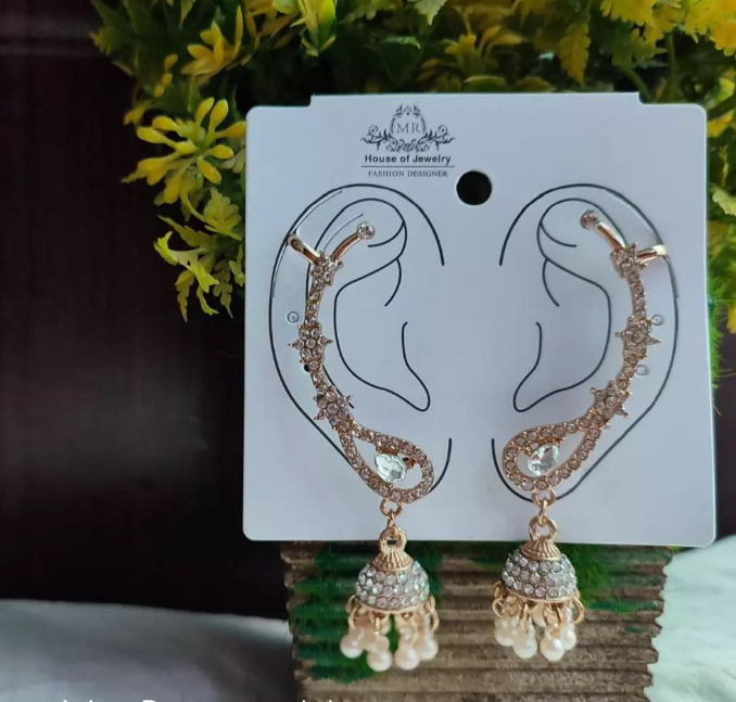 Fancy Stylish Full Ear Design Fashion Jewelry Earrings For Girls & Women - Trendy Cuff Earrings/Cuff Earrings With Crystal - Full Ear Earrings - Full Earrings Jhumka- Ear Cuff