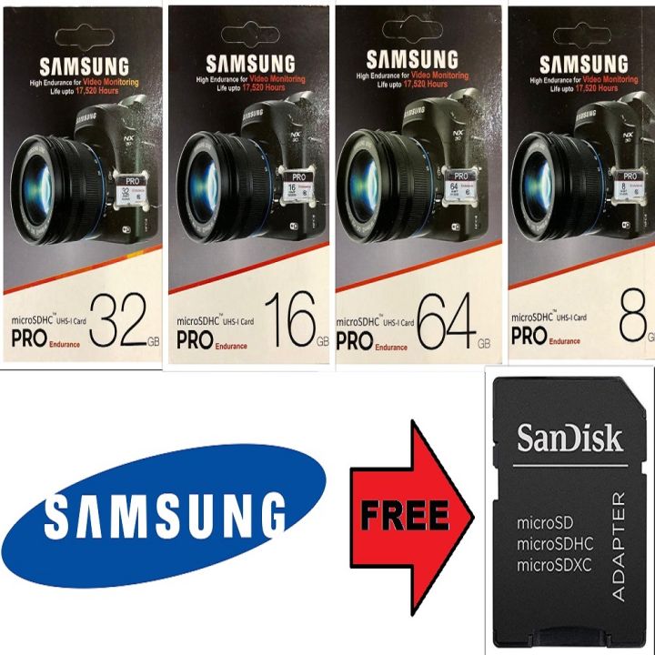 Samsung Pro Endurance 64GB/32GB/16GB/8GB MicroSDHC UHS-I Class 10 Memory Cards