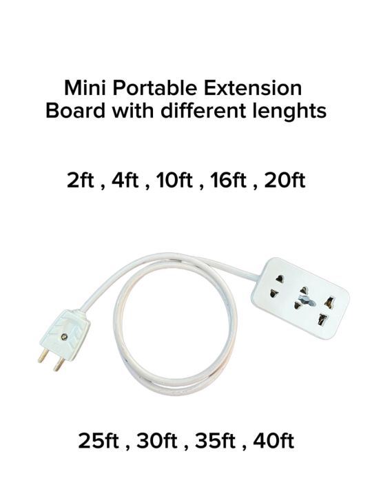 Mini Portable Extension Lead 10A 3Way Socket Electric Board With 40/76 Copper Wire