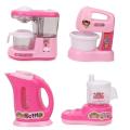 Battery Operated Mini Household 4 in 1 Set of Toy Home Appliance and Kitcen Utility TOy set With Light & Sound. This battery operated household set is a Working model of Household Kitchen Articles That turns on once the battery is inserted and the switch. 