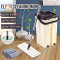 2 in 1 Self-Wash Squeeze Dry Flat Mop Bucket 360° Hand-Free Wringing Floor Cleaner with Washable Microfiber Pads. 