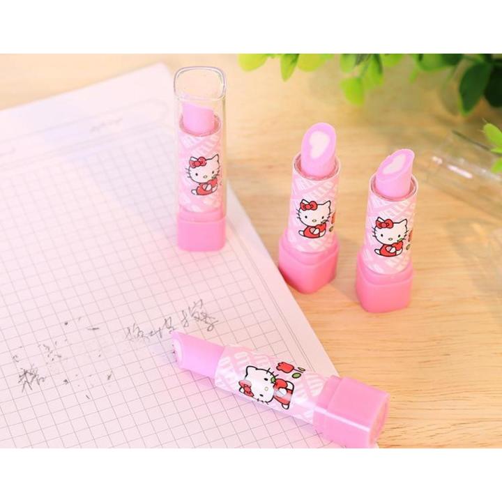 Pack of 4 - Lipstick Erasers Cute cartoon lipstick for eraser girl student stationery school supplies color