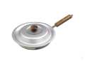 Silver Steel Frying Pan With Lid / Anodized Wood Handle Frying Pan - Size 22,24 & 27cm. 