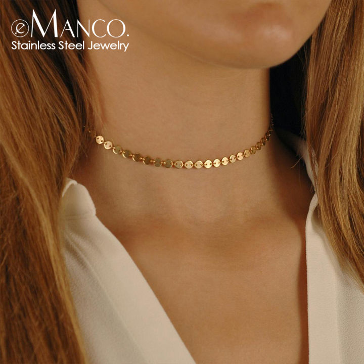 Killer Bzzo eManco Gold Color Stainless Steel Choker Necklace Women Korean Aesthetic Necklaces for Women Best Friend Necklace Jewelry