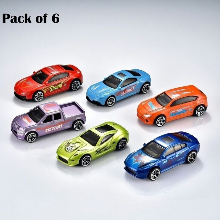 Complete Box Pack of 6 Pcs - Original Die Cast Metal Car Toys Set For Kids and Boys - Diecast Car Toys