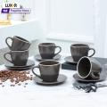 Ceramic Tea Cup Set with Saucer- 12 Pcs Tea Cups Set of 6 Classical Glazed Design. 