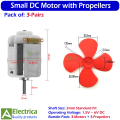 3pcs Small DC Motor with 2mm Shaft + 3pcs Propellers for DIY, Toys, Arduino & Robotics Projects by Electrica. 