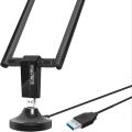 PiAEK USB Wifi Adapter, Dual Band Wifi Dongle 2.4GHz/300Mbps 5.8GHz/867Mbps Wireless Network Adapter with USB 3.0 Cradle and Extension Cable for PC Desktop Laptop. 