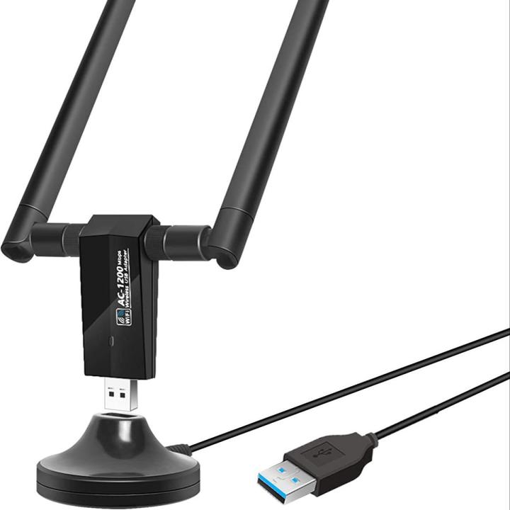 PiAEK USB Wifi Adapter, Dual Band Wifi Dongle 2.4GHz/300Mbps 5.8GHz/867Mbps Wireless Network Adapter with USB 3.0 Cradle and Extension Cable for PC Desktop Laptop