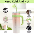 Imported 1200ml 304 Stainless Steel 40Oz Large Capacity Handle Large Ice Cup Car Giant Gradient Cup with Straw for Girls and School Kids Gym and Office Use Large Tumbler for Girls. 