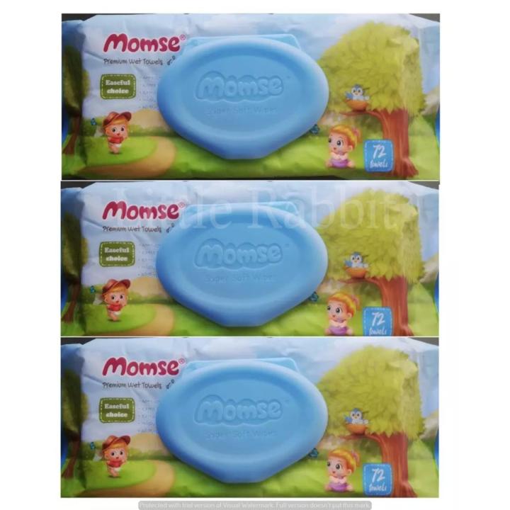 Momse Cotton Baby Wipes (03 Packs) (66 Wet Sheets Each) Extra Long Wipes