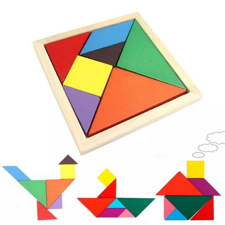 New Children Mental Development Tangram Wooden Jigsaw Puzzle Educational Toys For Kids