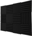 Acoustic Foam Panels Fireproof Sound Absorbing Panels Studio Foam Wedges for Walls 2" X 12" X 12" 12 Pack Black. 