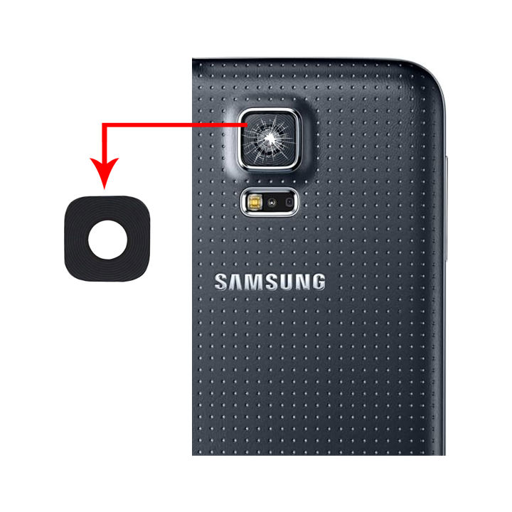 Samsung Galaxy S5 Camera Glass Replacement Rear Back Camera Lens For Samsung S5 - Black Burrak