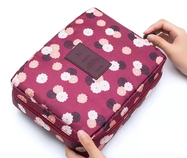 Printed%20Multifunction%20Portable%20Travel%20Toiletry%20Bag%20Cosmetic%20Makeup%20Pouch%20for%20Ladies%20And%20Girls%20(Pink%20Dot%20,%20Fllower%20and%20Random%20Label%20Color)%20-%20Image%204