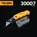 Tolsen Stainless Steel Folding Utility Knife / Tolsen Folding Cutter 61x19 mm Blade with 5 Extra Blades  Model 30007. 