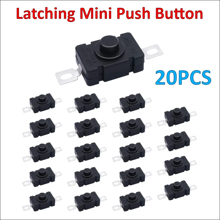20PCS Latching Mini Push Button Switch 250V 1.5A ON/Off Torch ...