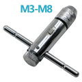 Adjustable Ratchet Hand Tap Wrench Hand Tapping Fittings M3-M8 with Forward and Reverse Wrench. 