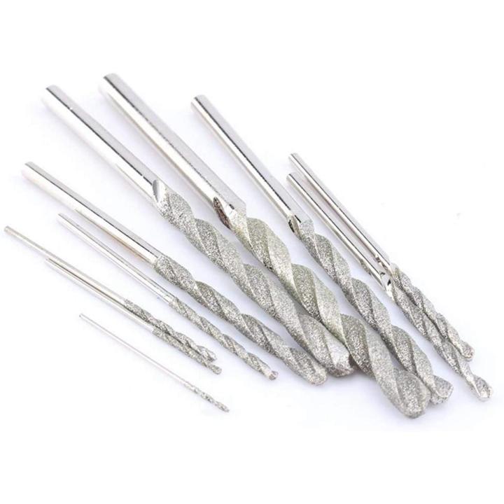 10 Pieces Diamond Drill Bits Set Twist Diamond Tip Drill Bit Heavy