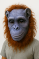 Monkey / Orangutan 3D Face Mask with Small Hair – Premium Foam Fabric Animal Mask for Halloween, Cosplay & Costume Parties. 