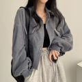 Autumn japaneseinsThin Style Outerwear Coat Casual Jacket Outer Shirt Long Sleeve Female Student Korean Style Loose. 