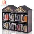 Home Design Wooden Spice rack and crystal air tight 8 Jars(Double Home Wooden ). 