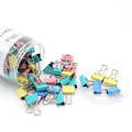 Tempered Steel 19MM Pastel Color Binder Clip Jar 40 Clips. 