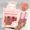 3Pcs Glossy Lip Gloss Moisturizing Dry Resistance Lipstick Woman Sparkling Cartoon Lip Makeup. 