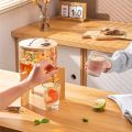 Glass Beverage Dispenser with Spigot - 3.2L Beverage Jar with Spigot and Lid and Wooden Stand for Serving Hot or Cold Drinks, Juices, Ice Water at Parties and Camping - 3200ml. 
