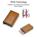 DIENQI Carbon Fiber Wallet for Man 2021 Mini RFID Wallet Card Holder Trifold Metal Leather Slim Men's Wallet Small Male Purses. 