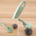 Stainless Steel Wire Ball Brush with Long Handle for cleaning and Dish washing in Kitchen. 