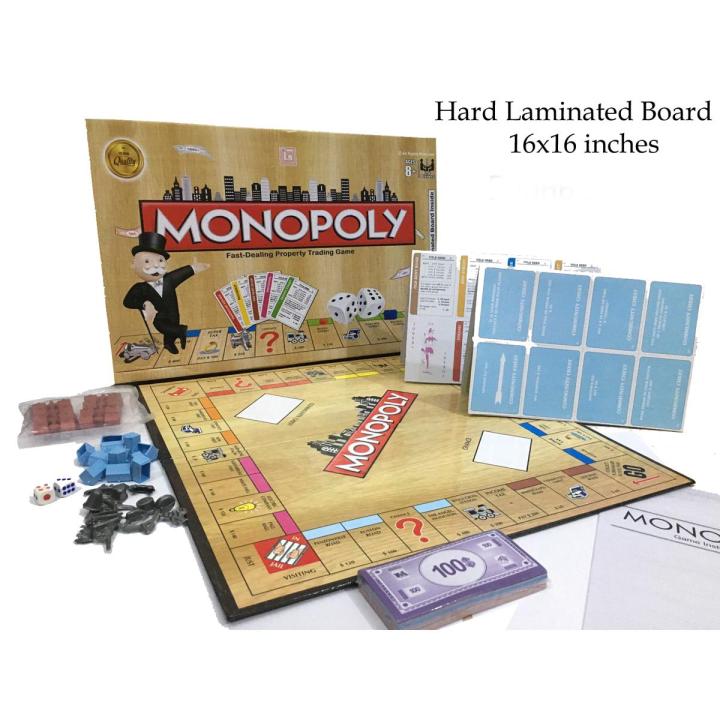 16x16 Inches Original Monopoly Board Game Set Hard Laminated Board Premium Quality For Adult And Kids